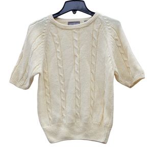 Yarnworks Sweater True Vintage Ramie Cotton Mid Knit Short Sleeve Crewneck EUC S